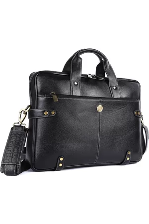 HAMMONDS FLYCATCHER Men Black Leather Laptop Bag