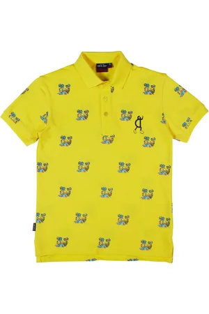 Gini and Jony Boys Yellow Printed Polo Collar T-shirt