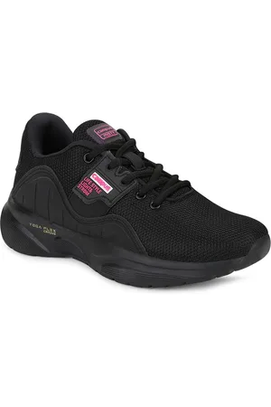 Campus Women Black Mesh Running Shoes