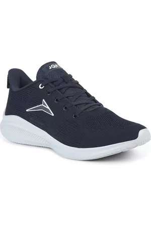 JQR Men SOFT-003 Navy Blue Lace Up Mid-Top Mesh Running Sports Shoes