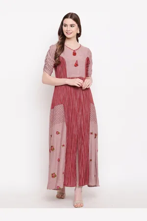 Kvsfab Women Maroon Printed Maxi Dress