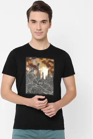Pepe Jeans Men Black Printed Slim Fit T-shirt