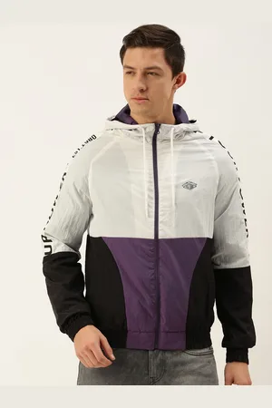 Flying Machine Men Purple & White Colourblocked Sporty Jacket