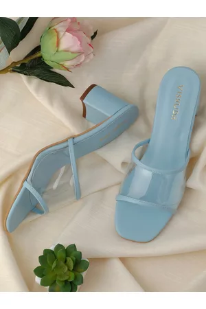 Vishudh Women Blue & Transparent Solid Sandals