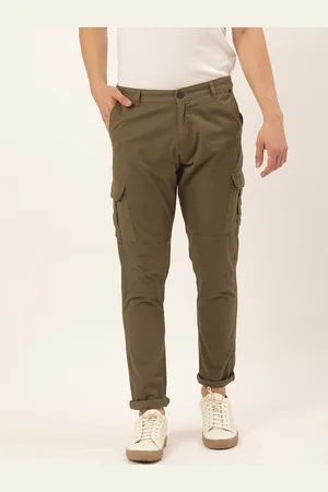IVOC Men Olive Green Slim Fit Cargos Trousers