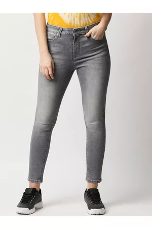 Pepe Jeans Women Grey Skinny Fit High-Rise Heavy Fade Stretchable Jeans