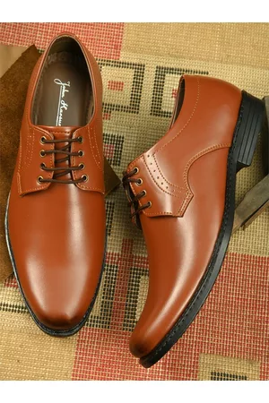 John Karsun Men Tan Brown Solid Formal Derbys