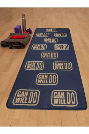 Saral Home Navy Blue & Brown Hand-Woven Anti-Skid Yoga Mat With Bag