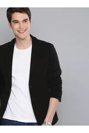 Mast & Harbour Men Black Solid Regular Fit Single-Breasted Casual Blazer