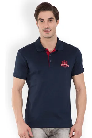 Jockey Men Navy Blue Solid Polo Collar Pure Cotton T-shirt