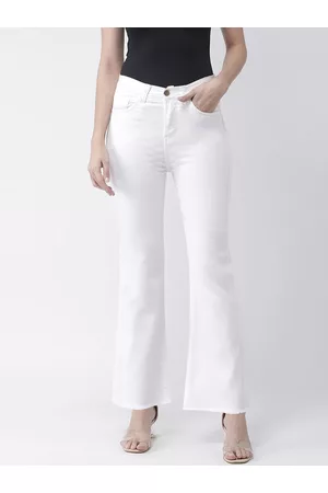 KASSUALLY Women White Wide Leg Mid-Rise Clean Look Jeans