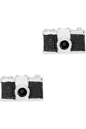 Bodha Silver-Toned & Black Quirky Cufflinks