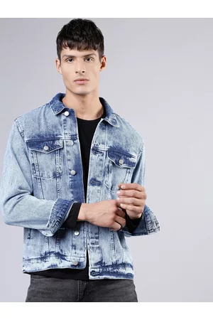 Highlander Men Blue Solid Denim Jacket
