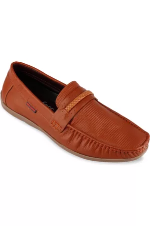 Red Chief Men Brown Solid Leather Loafers