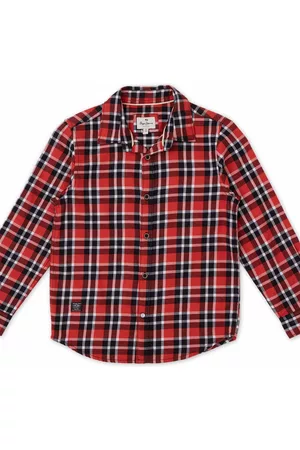 Pepe Jeans Boys Red Tartan Checks Checked Casual Shirt
