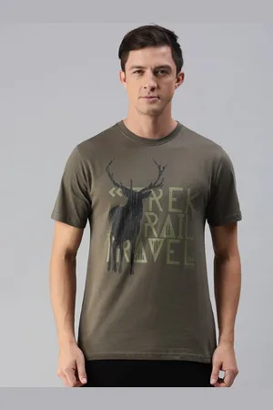 Wildcraft Men Olive Green Typography Printed Applique T-shirt