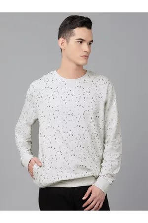Richlook Men Off White Printed Sweatshirt
