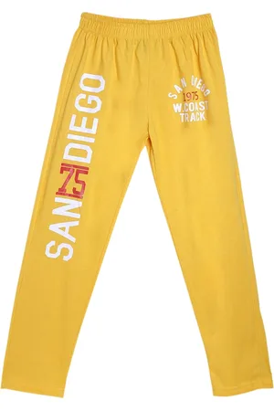 Sweet Angel Boys Yellow & White San 75 Diedo Printed Straight-Fit Pure Cotton Track Pants