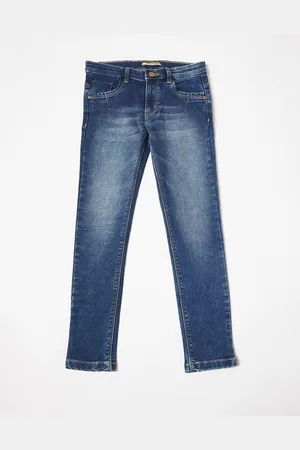 Crimsoune Club Girls Blue Solid Heavy Fade Stretchable Jeans