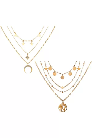 Vembley Women Set Of 2 Gold-Toned Multi Layered Necklace
