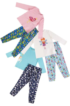 Frangipani Girls White & Pink Printed T-shirt with Pyjamas