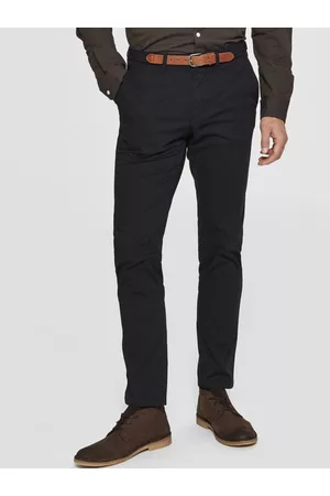 SELECTED Men Black Slim Fit Cotton Formal Trousers