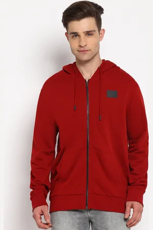 Lee Men Red Hooded Cotton Sweatshirt