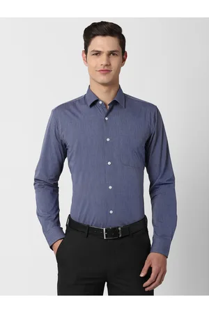 Peter England Men Navy Blue Formal Shirt