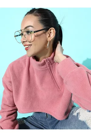 STREET 9 Women Pretty Pink Solid Cropped Top