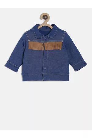 MINI KLUB Boys Blue Solid Denim Jacket