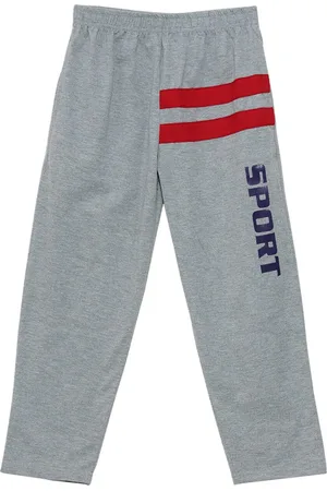 Sweet Angel Boys Grey Melange & Navy Blue Solid Straight-Fit Track Pants