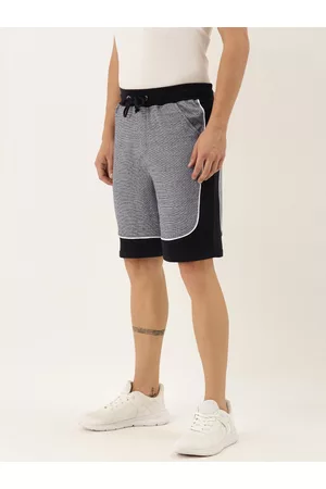 ARISE Men Grey Solid Regular Fit Regular Shorts with Colorblocking Panel Detail