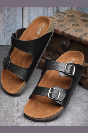REFOAM Men Black & Brown Comfort Sandals