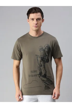 Wildcraft Men Olive Green Printed Raw Edge T-shirt