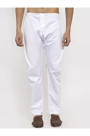 KLOTTHE Men White Solid Cotton Woven Pyjamas