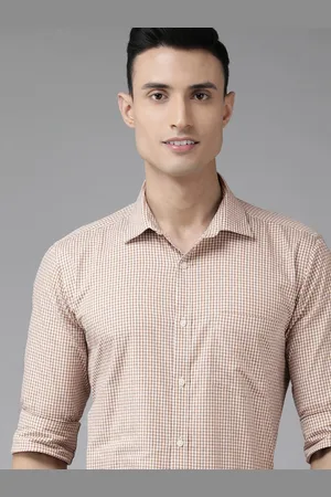 Park Avenue Men Brown Slim Fit Micro Checks Checked Casual Shirt