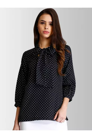 FableStreet Women Black & White Printed Top