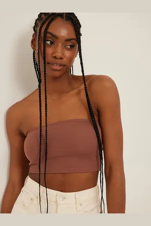 NA-KD Women Mauve Solid Tube Crop Top