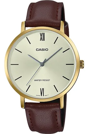 Casio Women Gold-Toned & Brown Analogue Leather Watch A1787