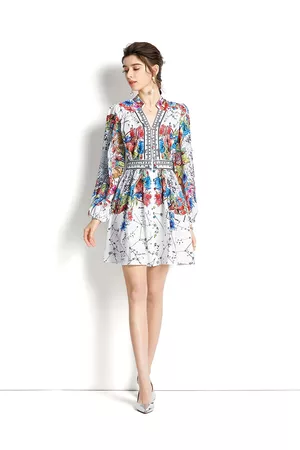 JC Collection Women White Floral Printed Mini Dress