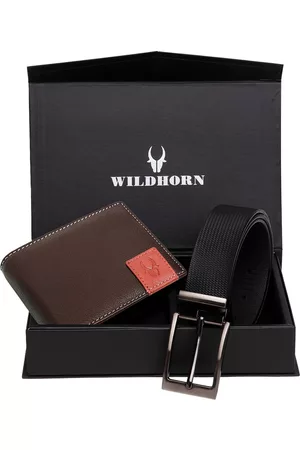 WildHorn Men Brown & Black RFID Protected Genuine Leather Accessory Gift Set