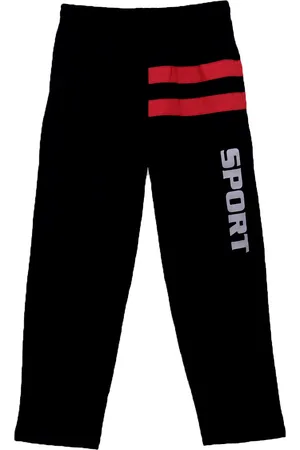 Sweet Angel Boys Black & Red Solid Straight Fit Track Pants