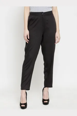 Sera Women Black Regular Fit Solid Peg Trousers