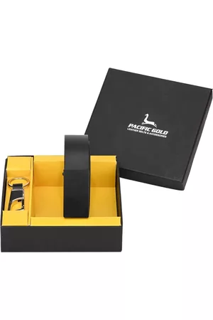 Pacific Men Black & Silver-Toned Leather Accessory Gift Set