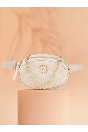 Lino Perros Beige Quilted Sling Bag cum Waist Pouch