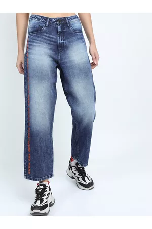 Tokyo Talkies Women Blue Wide Leg Clean look Heavy Fade Jeans