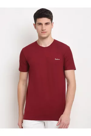 Rodamo Men Maroon Solid Slim Fit T-shirt