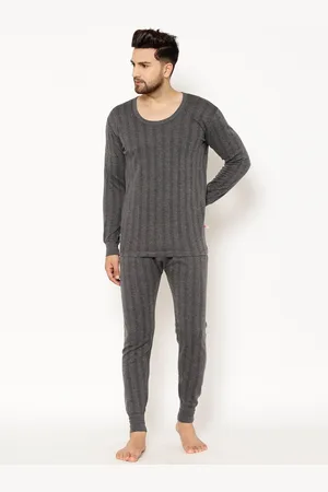 VIMAL JONNEY Men Charcoal Grey Solid Thermal Set