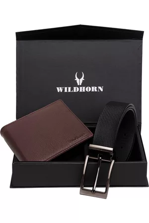 WildHorn Men Brown & Black RFID Protected Genuine Leather Accessory Gift Set