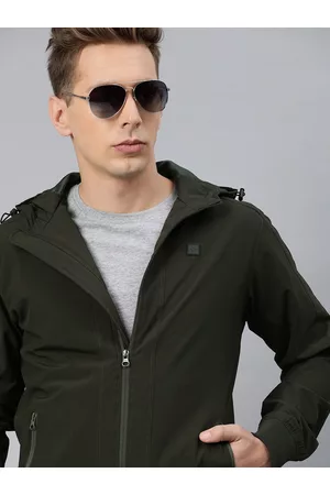 WROGN Men Olive Green Slim Fit Solid Bomber Jacket